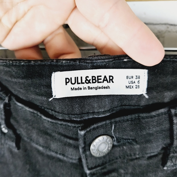 PULL & BEAR | high rise skinny stretch raw/frayed hem jeans - Picture 6 of 8